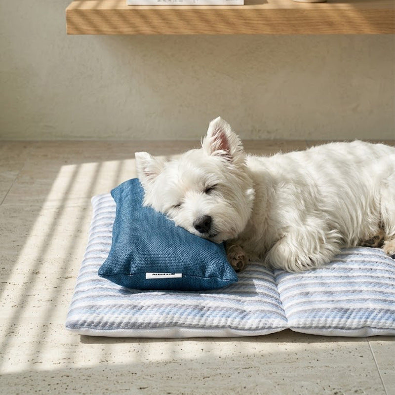 Dog Cooling Mat with Built-in Pillow — Self-Cooling Bed