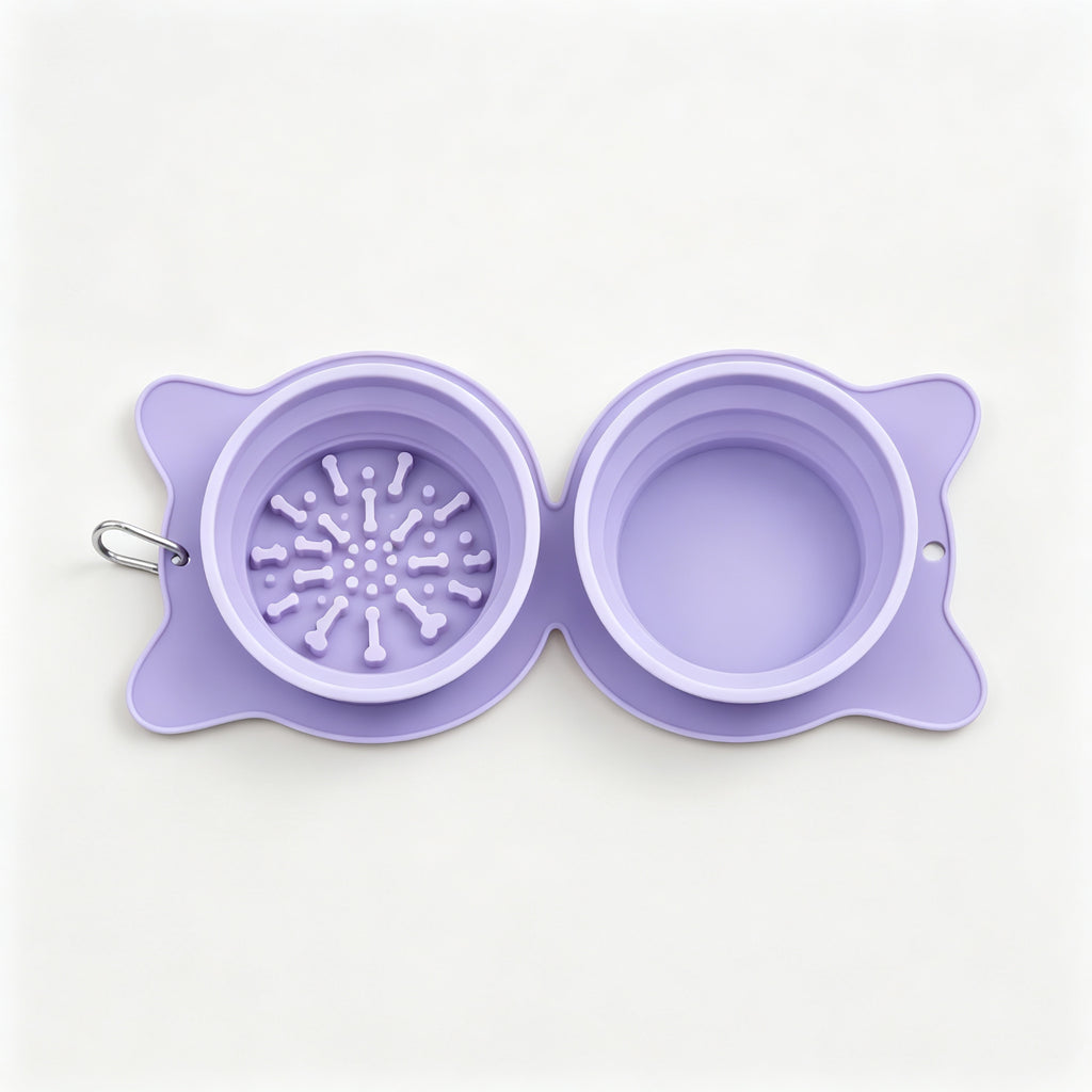 Collapsible Travel Dog Bowl with Slow Feeder