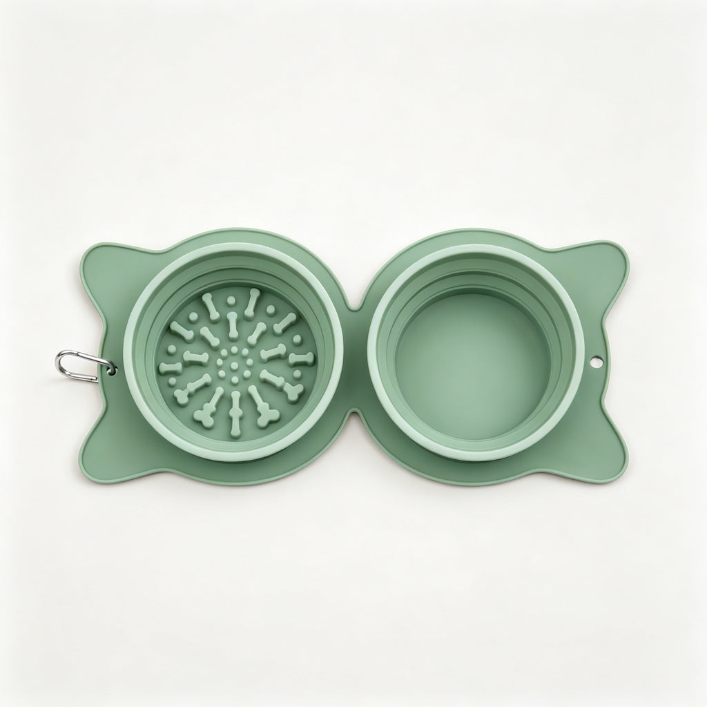 Collapsible Travel Dog Bowl with Slow Feeder