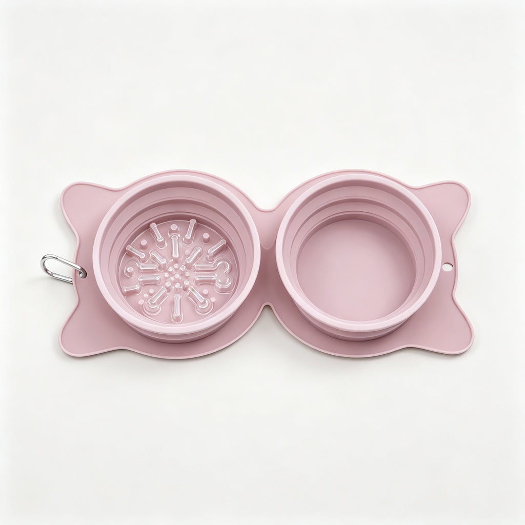 Collapsible Travel Dog Bowl with Slow Feeder