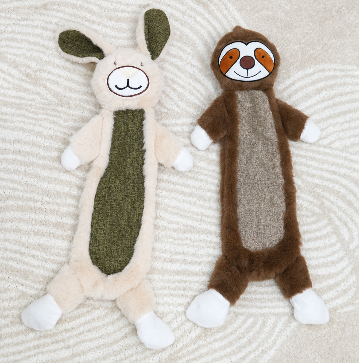 Crinkle Bunny & Sloth Plush Dog Toys — Floppy Ear Tug Toy