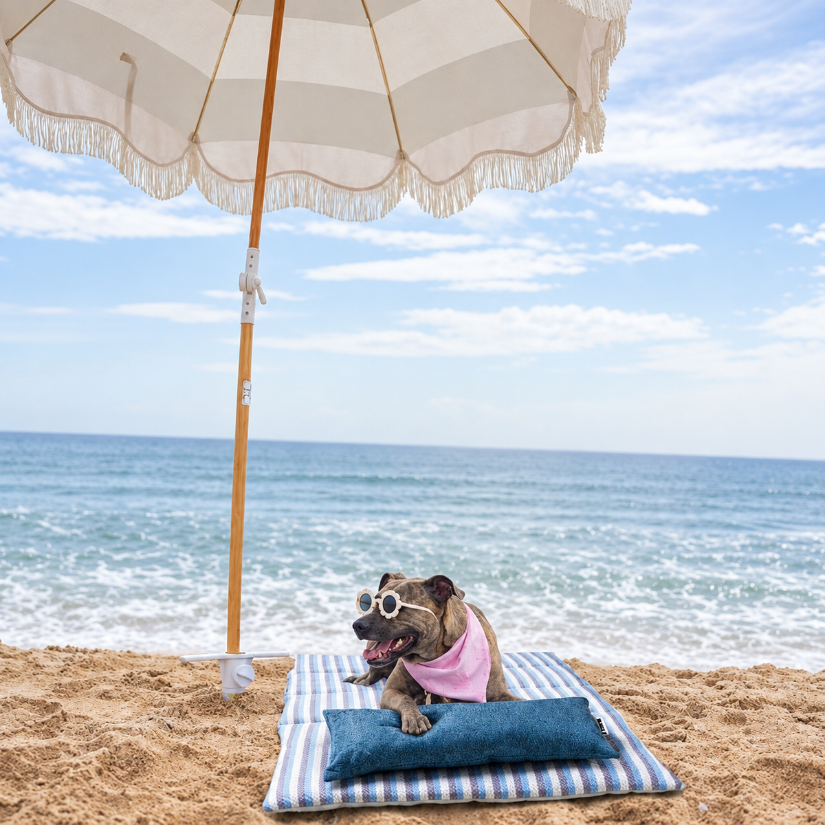 Dog Cooling Mat with Built-in Pillow — Self-Cooling Bed