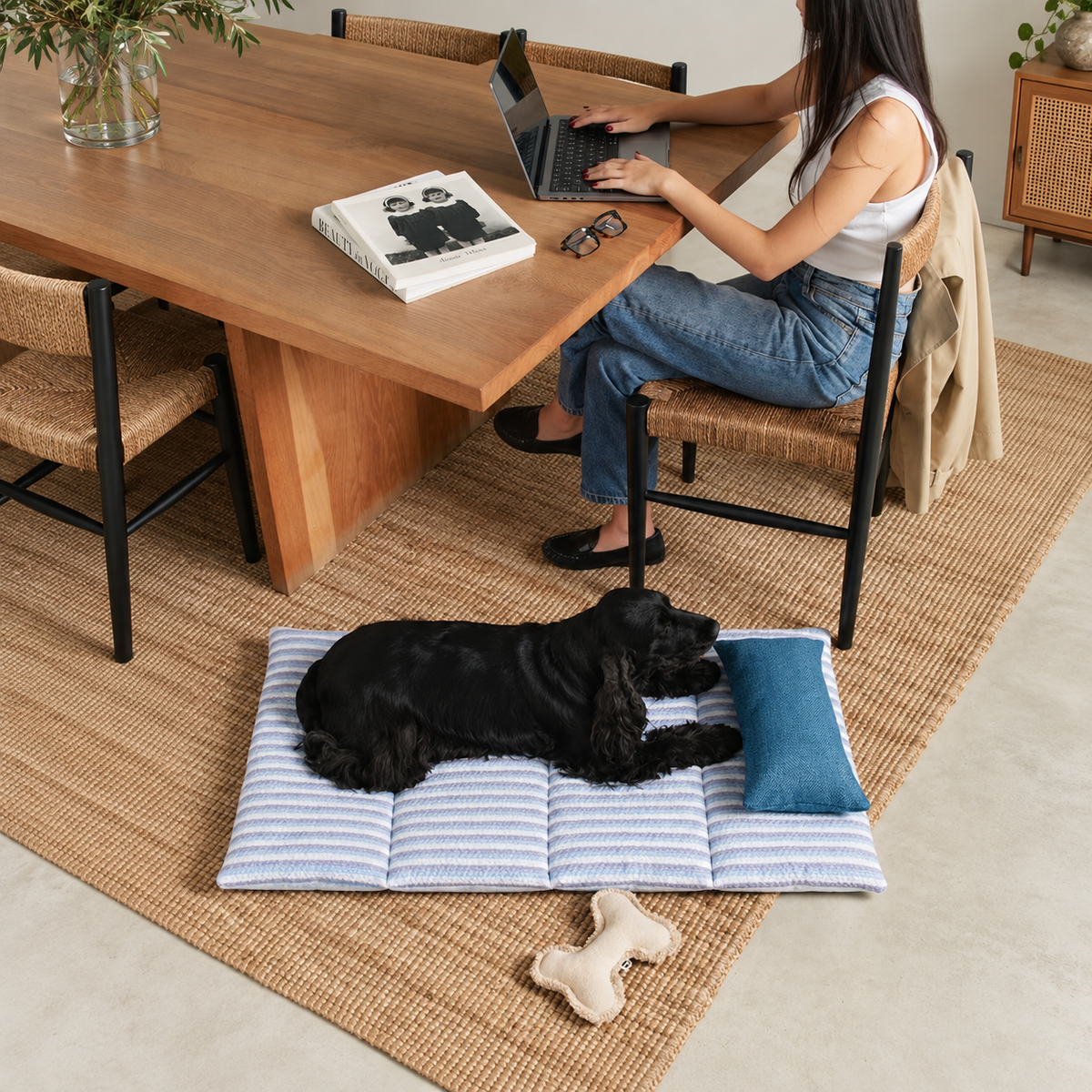 Dog Cooling Mat with Built-in Pillow — Self-Cooling Bed