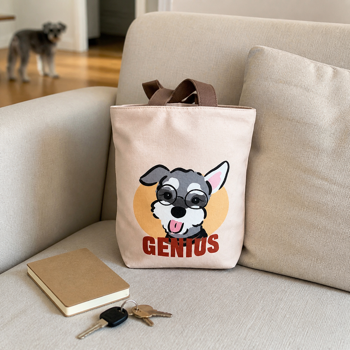Schnauzer Canvas Knot Bag