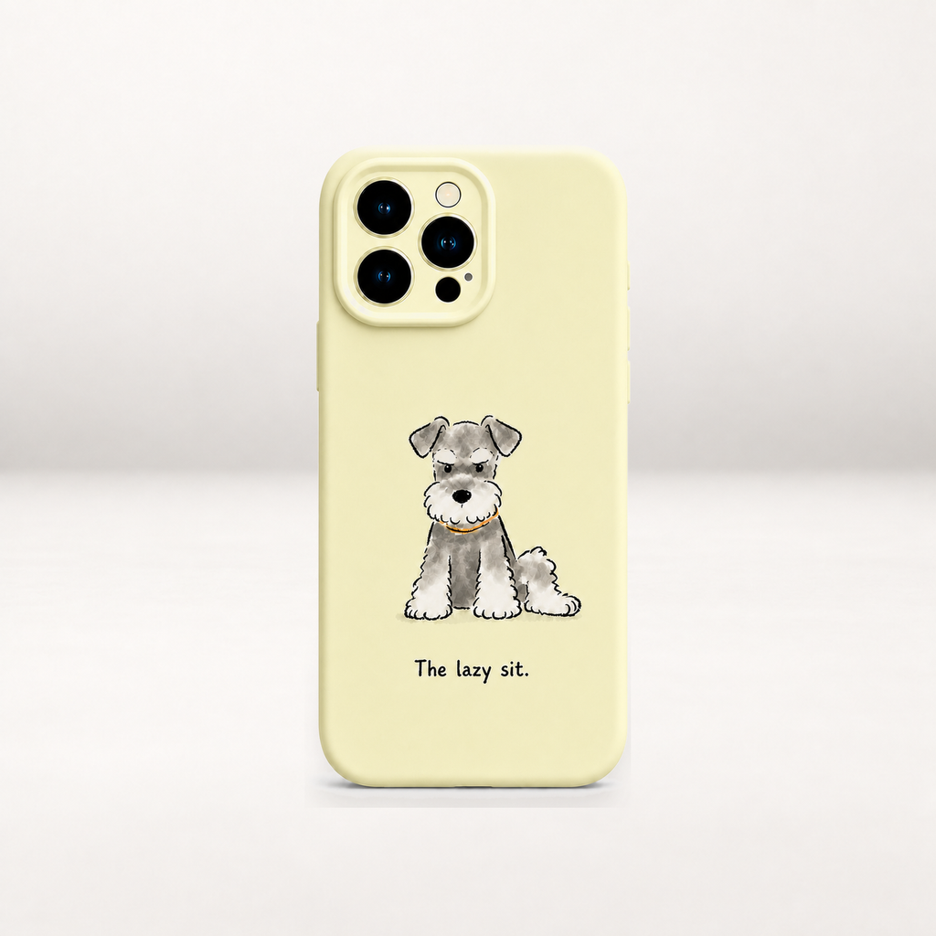 Schnauzer Liquid Silicon Phone Case (The Lazy Sit)