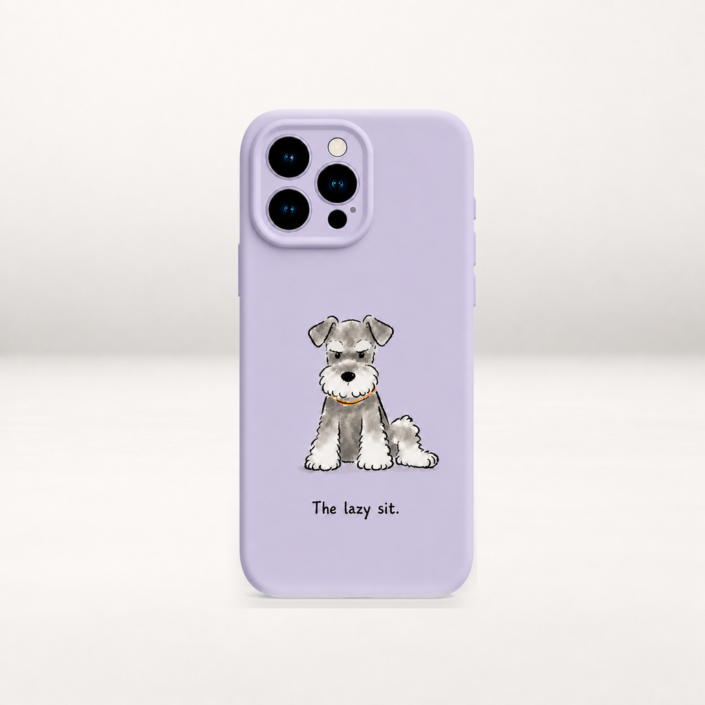 Schnauzer Liquid Silicon Phone Case (The Lazy Sit)
