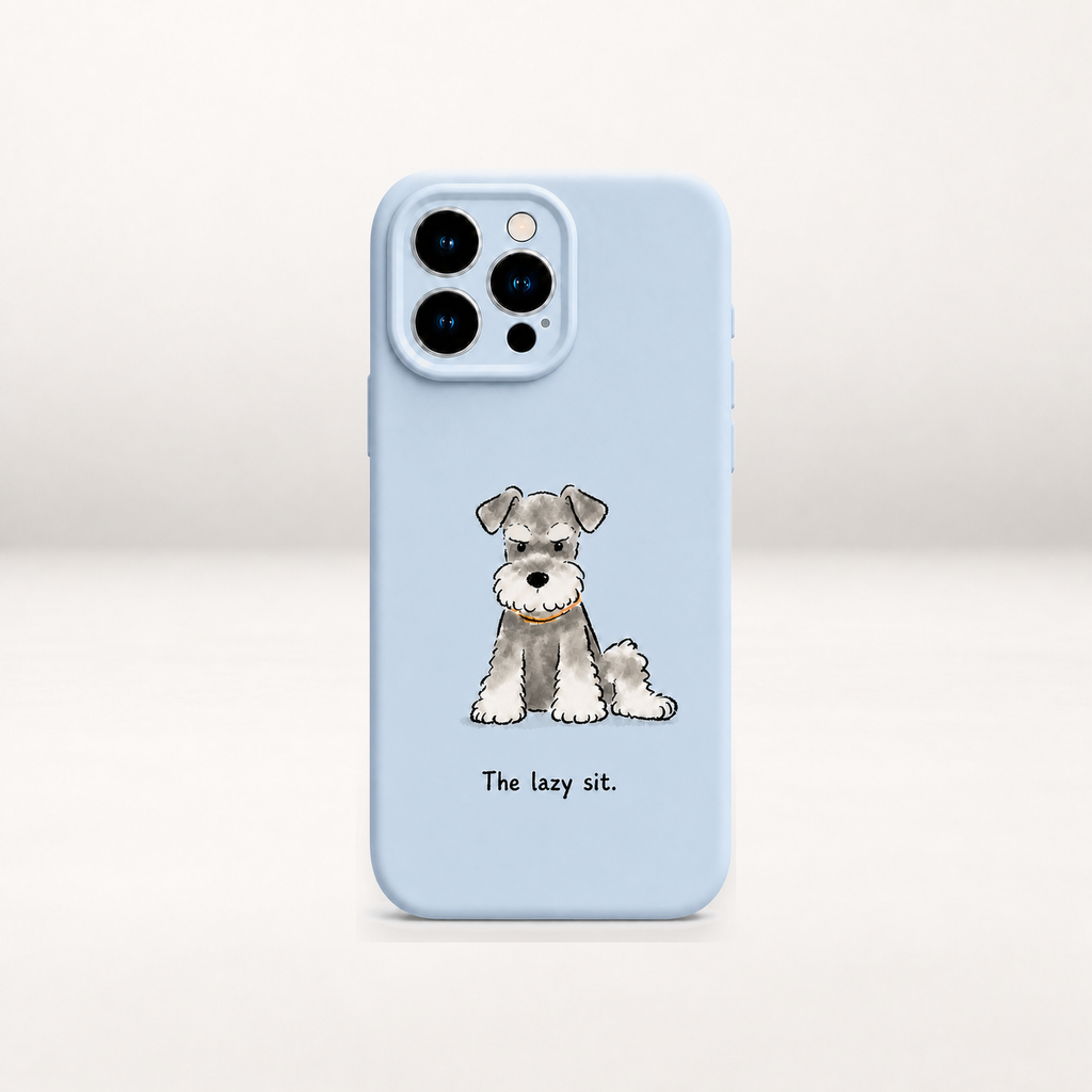 Schnauzer Liquid Silicon Phone Case (The Lazy Sit)
