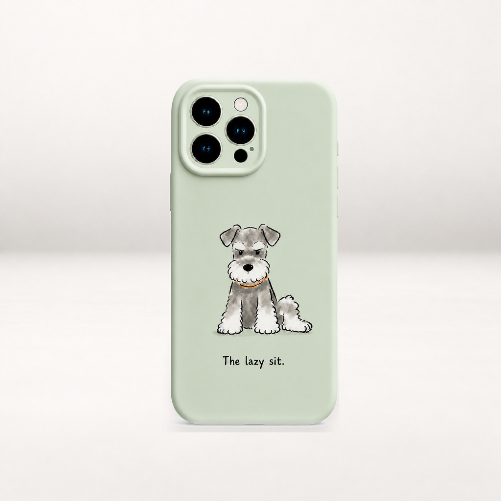 Schnauzer Liquid Silicon Phone Case (The Lazy Sit)