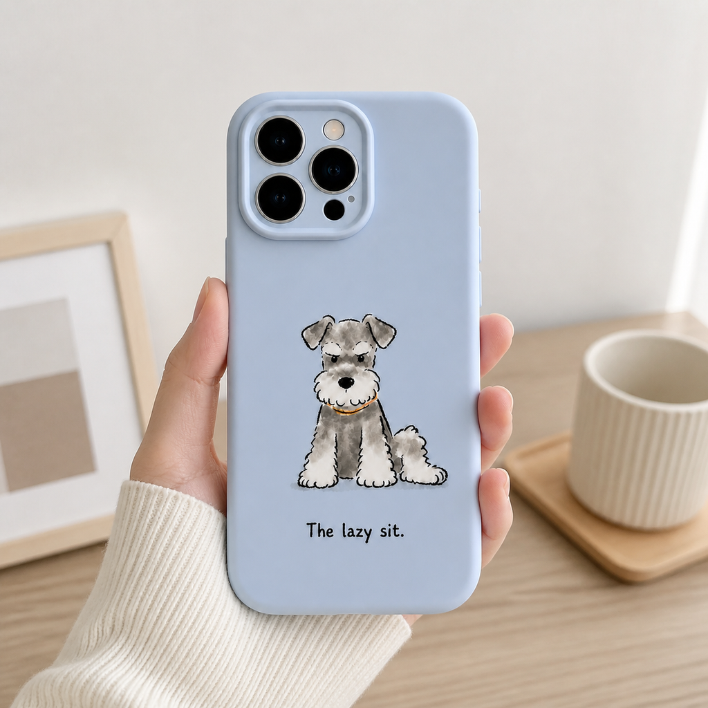 Schnauzer Liquid Silicon Phone Case (The Lazy Sit)