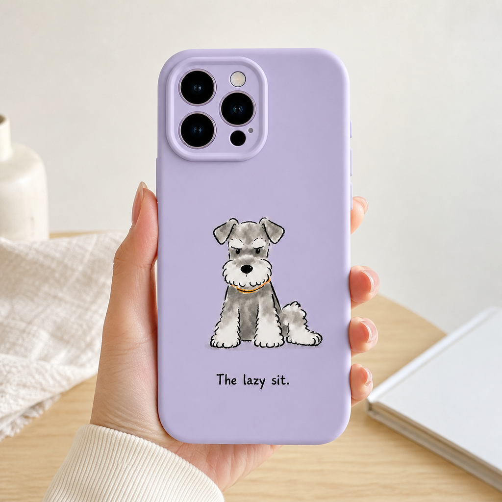 Schnauzer Liquid Silicon Phone Case (The Lazy Sit)