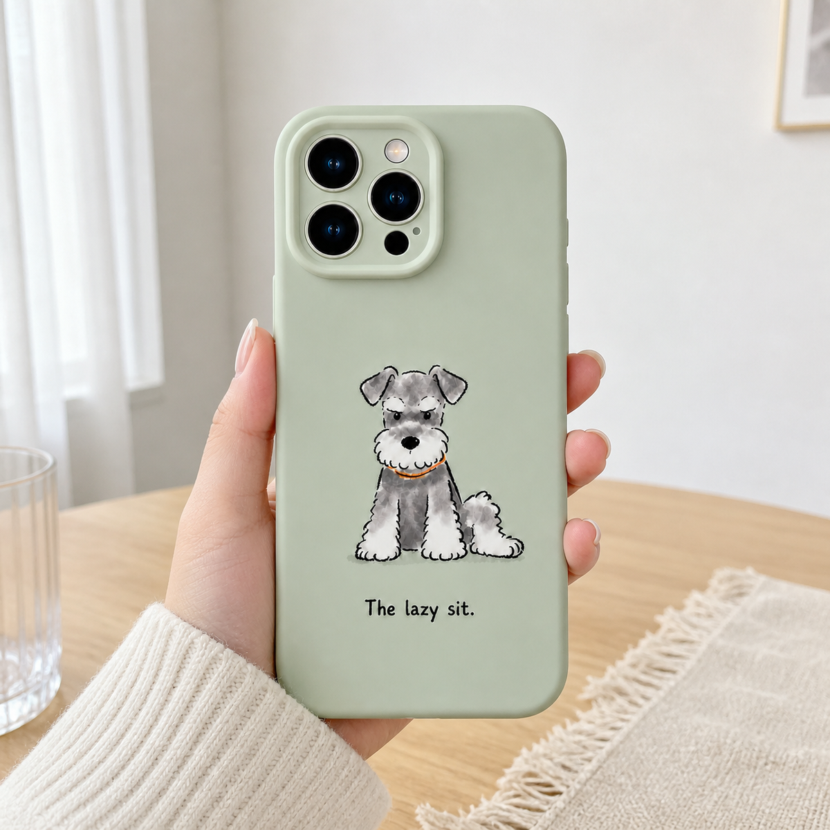 Schnauzer Liquid Silicon Phone Case (The Lazy Sit)