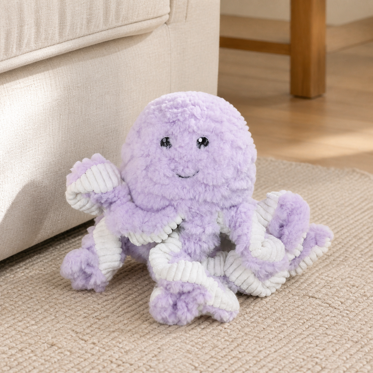 Lavender Octopus Plush Dog Toy — Soft Squeaky Cuddle Toy