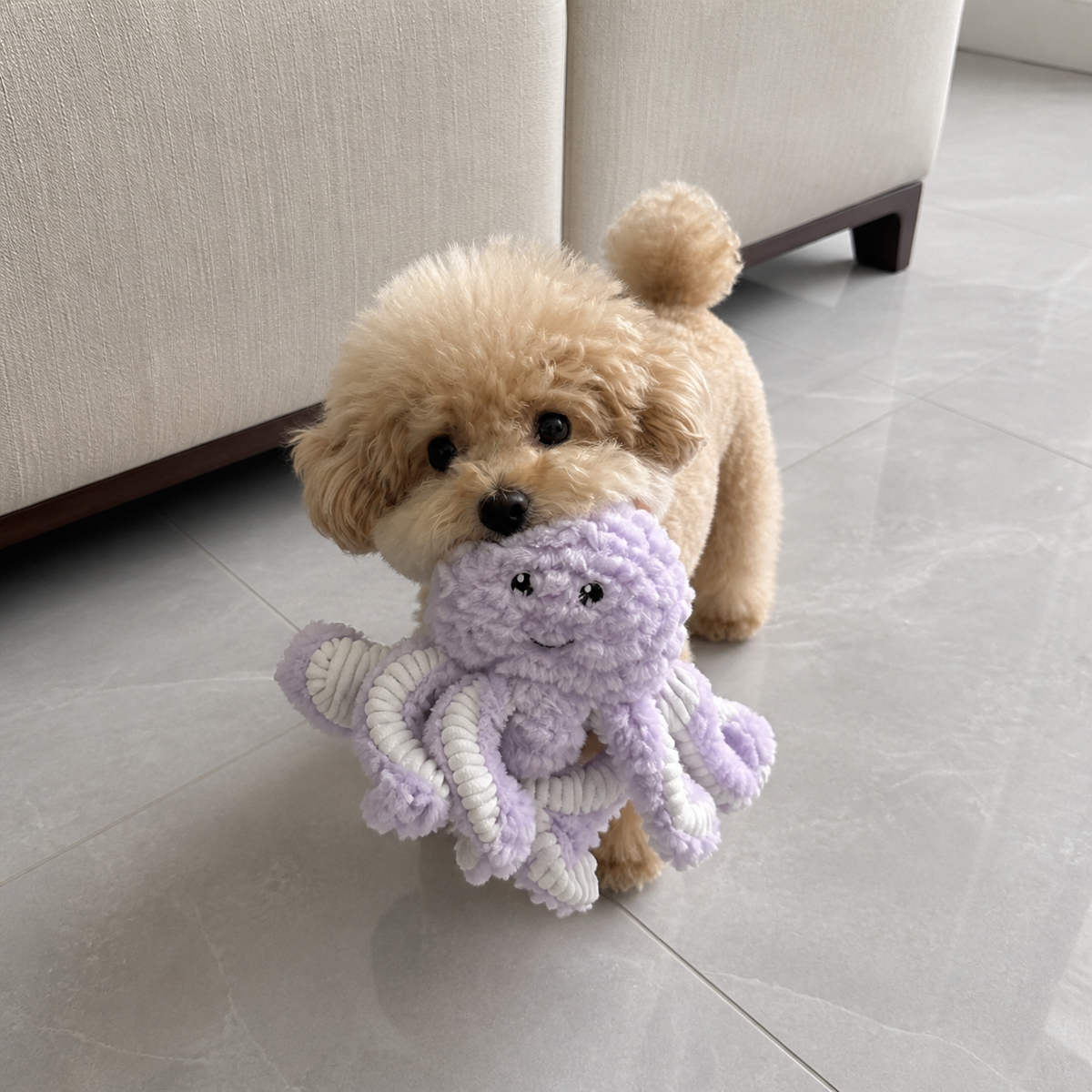 Lavender Octopus Plush Dog Toy — Soft Squeaky Cuddle Toy