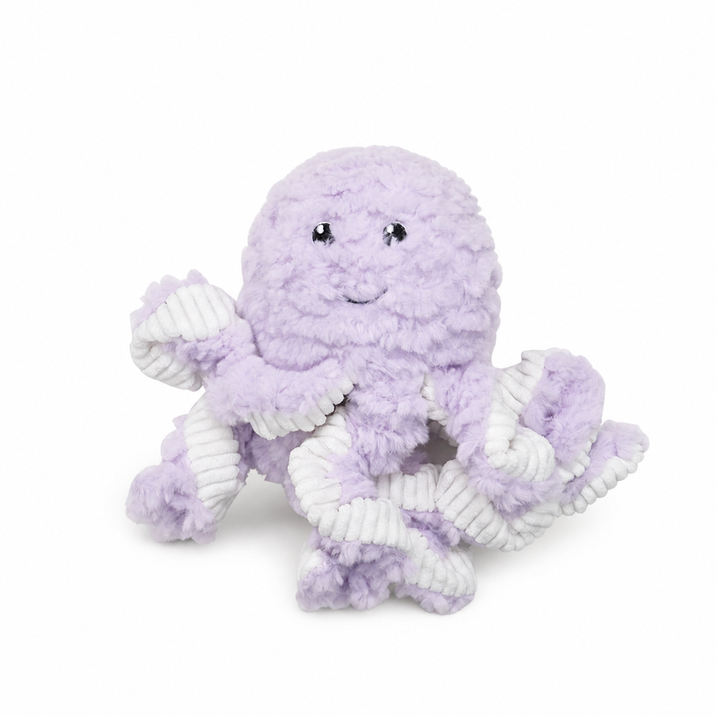 Lavender Octopus Plush Dog Toy — Soft Squeaky Cuddle Toy