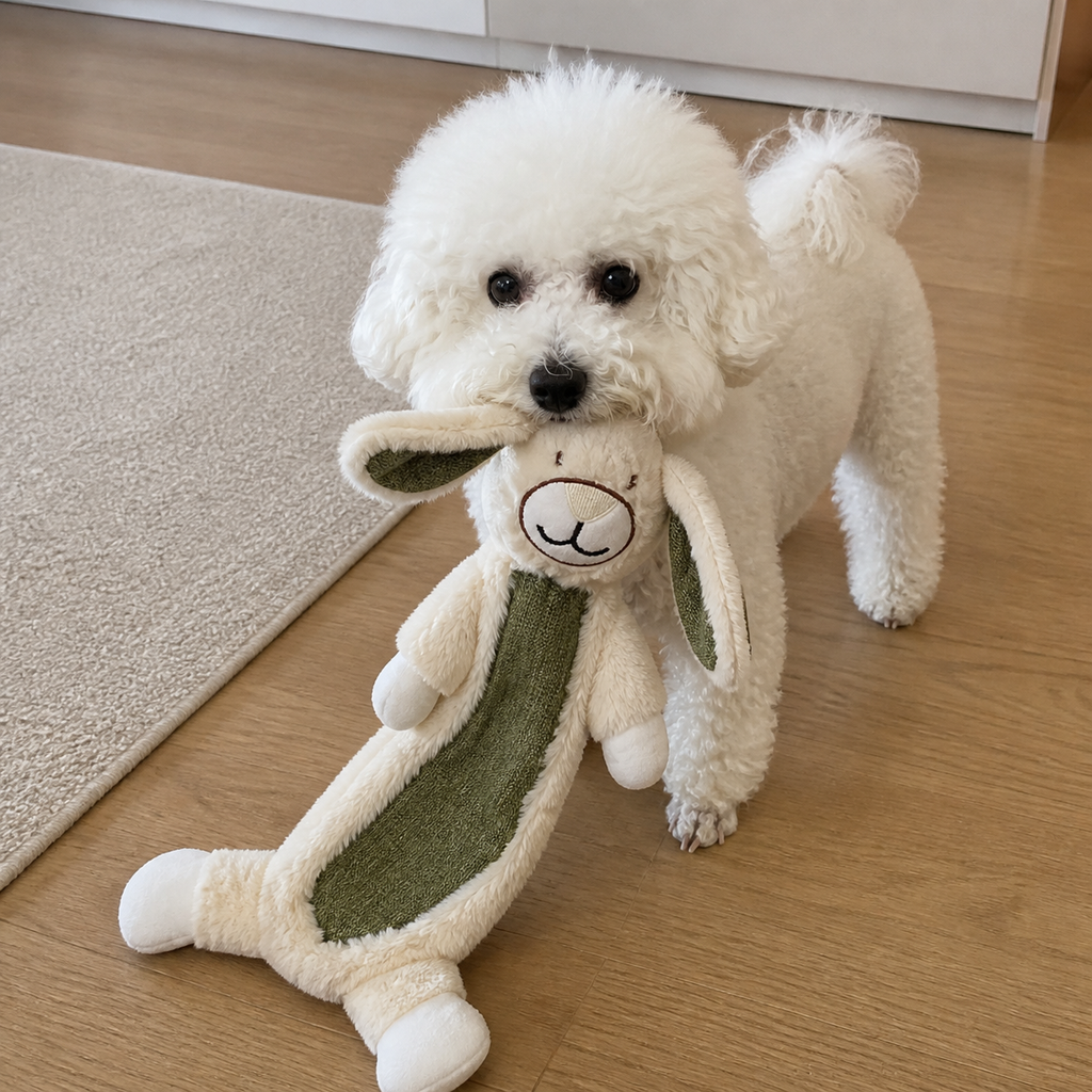 Crinkle Bunny & Sloth Plush Dog Toys — Floppy Ear Tug Toy