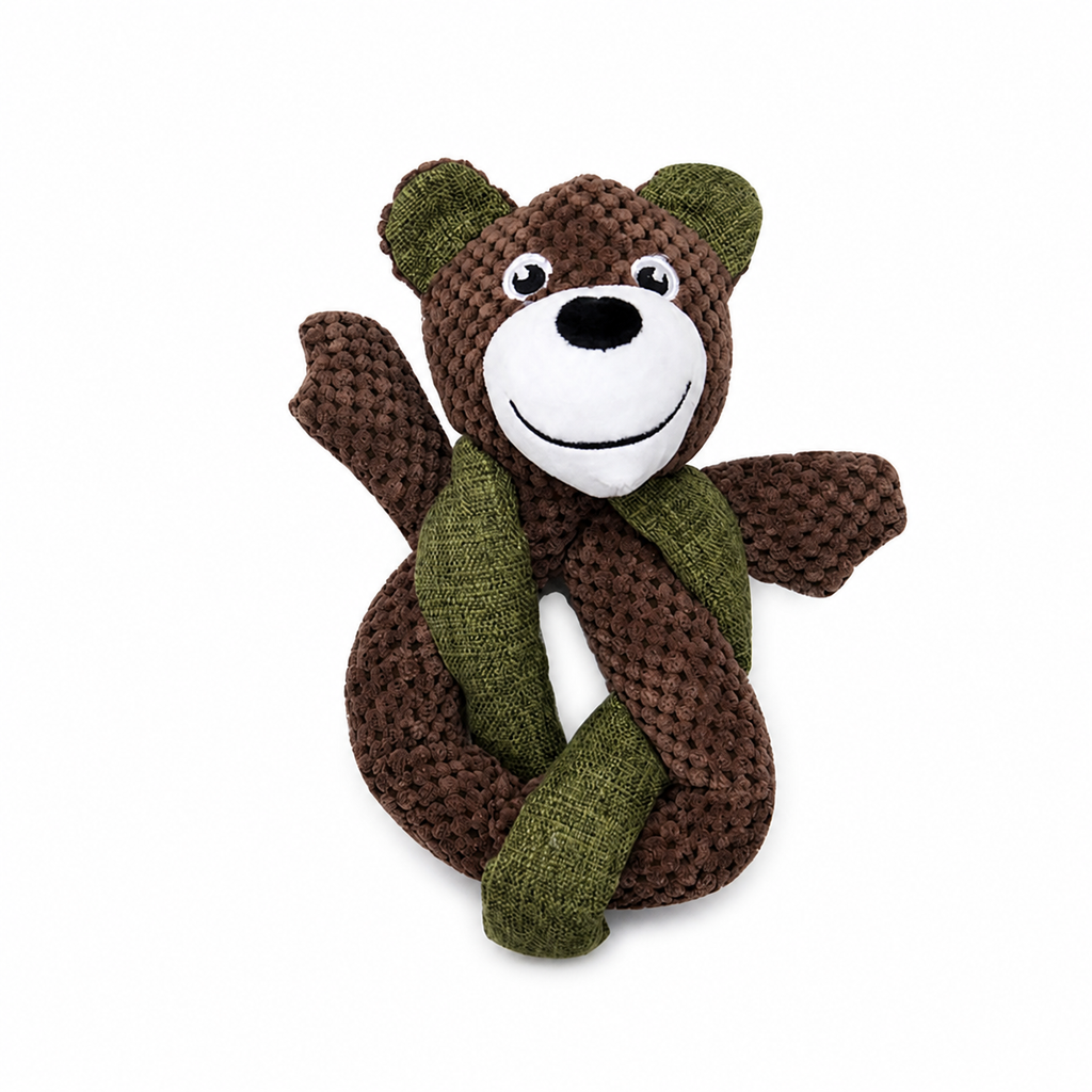 Mocha Bear Plush Dog Toy — Soft Cuddle & Squeak Toy