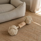 Cotton Rope & Wood Dog Chew Toys — Natural Tug Set